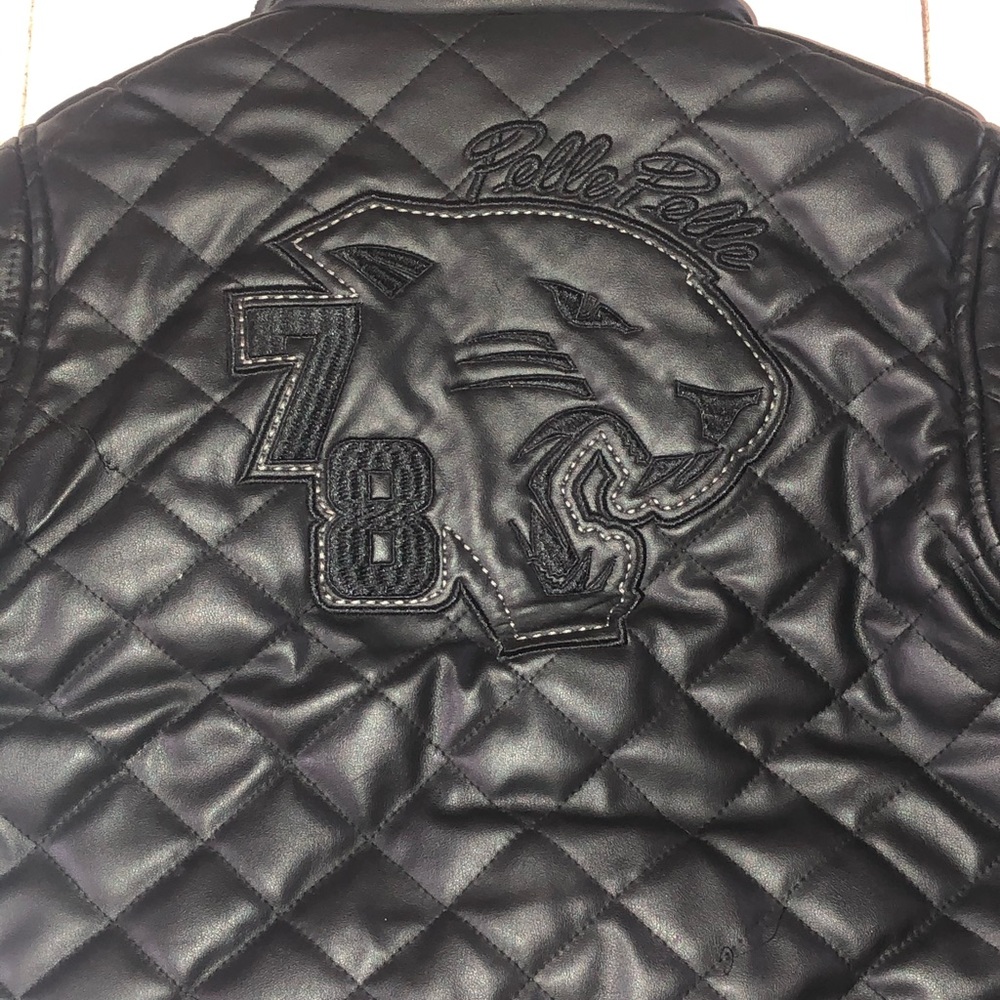 Boys Black Leather “Pelle Pelle”Coat. Size 5